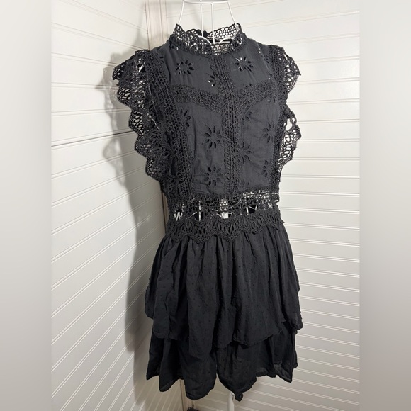 Entro Black Crochet Eyelet Mini Dress - Picture 7 of 7